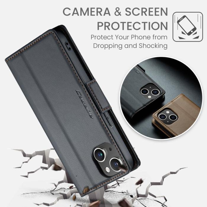 Caseme - CASEME Plånboksfodral Konstläder för iPhone 14 Plus - Svart