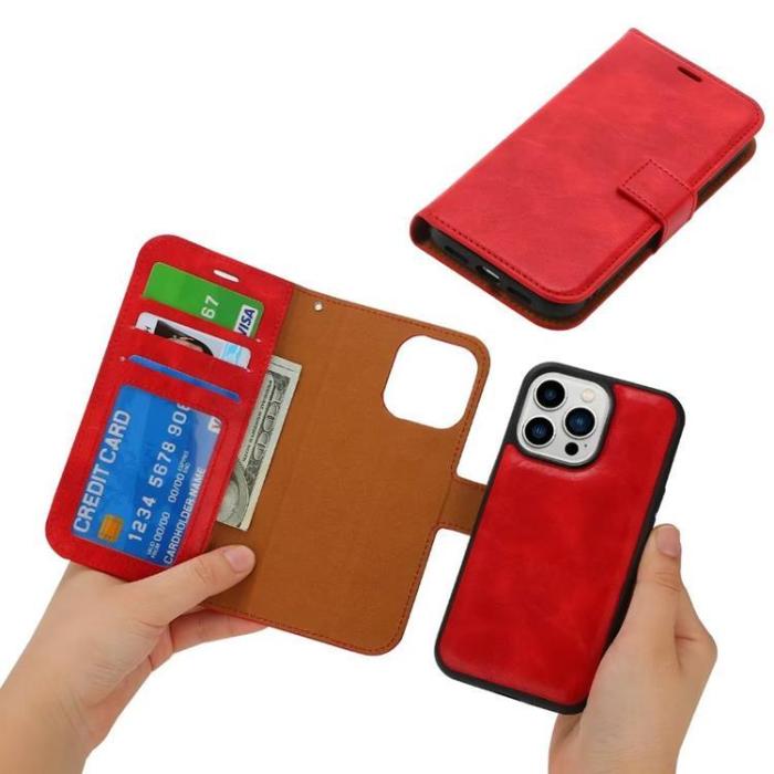 OEM - iPhone 15 Pro Plånboksfodral 2-in-1 Detachable - Röd