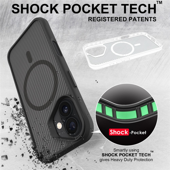 A-One Brand - iPhone 17 Mobilskal MagSafe Carbon Fiber Texture - Svart