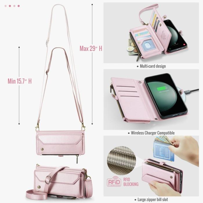 Caseme - CASEME Plånboksfodral Konstläder för Samsung Galaxy S23 FE - Rosa