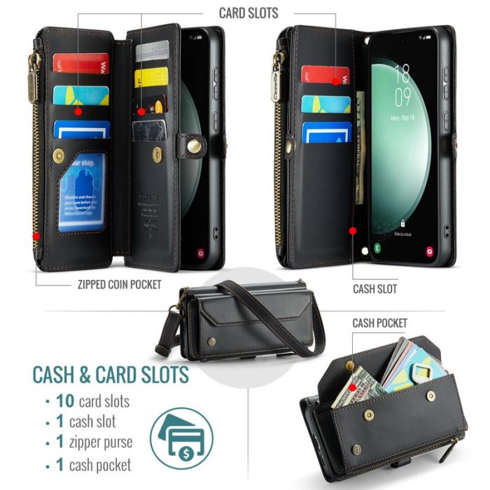 Caseme - CASEME Plånboksfodral Konstläder för Samsung Galaxy S23 FE - Svart