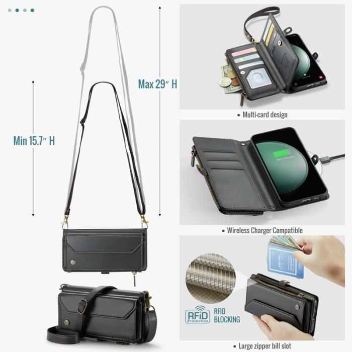 Caseme - CASEME Plånboksfodral Konstläder för Samsung Galaxy S23 FE - Svart