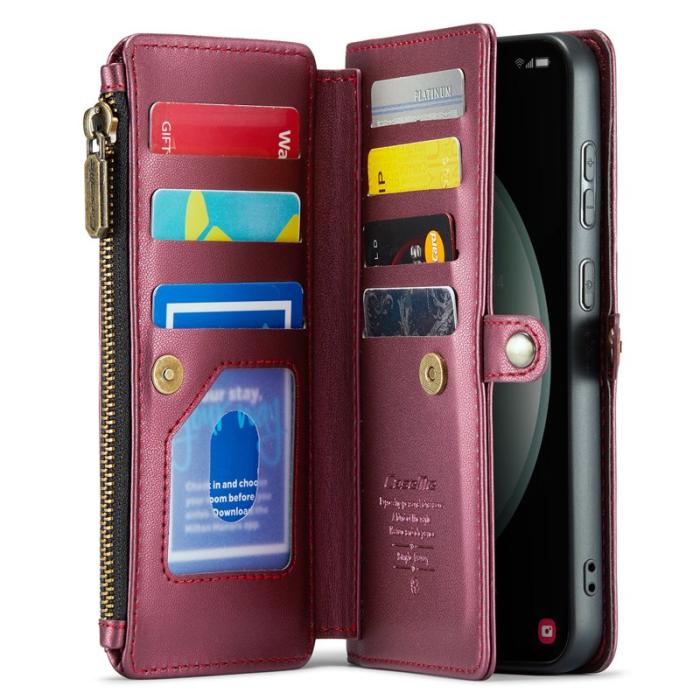 Caseme - CASEME Plånboksfodral Konstläder för Samsung Galaxy S23 FE - Vinröd