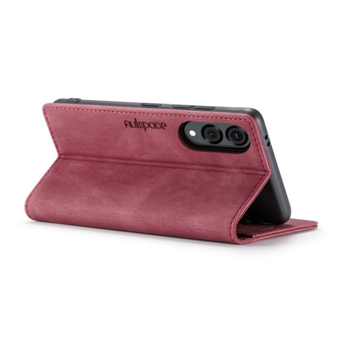 AUTSPACE - AUTSPACE Samsung Galaxy S25 Edge Wallet Fodral KonstLäder - Röd