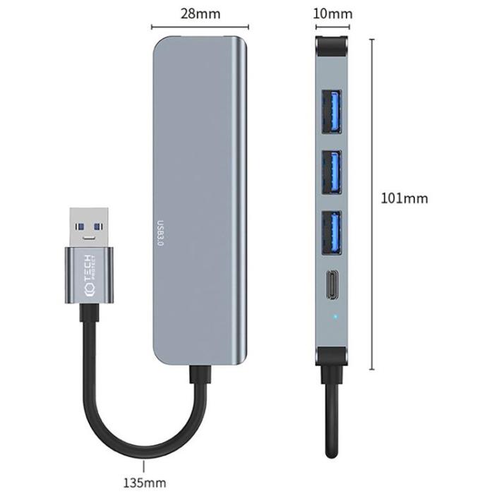Tech-Protect - Tech-Protect 5IN1 Hub Adapter - Grå