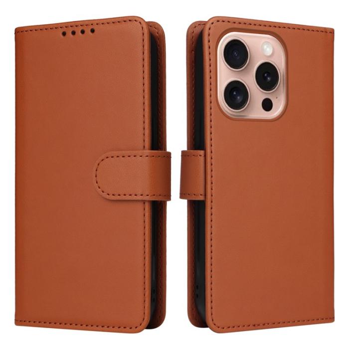 BETOPNICE - BETOPNICE iPhone 16 Pro Plånboksfodral - Avtagbart Konstläder - Brun