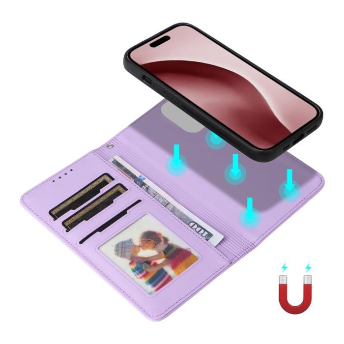 BETOPNICE - BETOPNICE iPhone 16 Pro Plånboksfodral - Avtagbart Konstläder - Lila