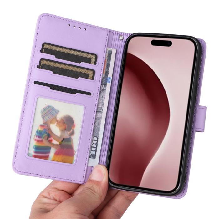BETOPNICE - BETOPNICE iPhone 16 Pro Plånboksfodral - Avtagbart Konstläder - Lila
