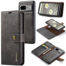 DG.MING - DG.MING Google Pixel 8a Pl&aring;nboksfodral 2 i 1 Removable &Auml;kta l&auml;der Folio Gr&aring;