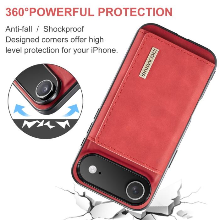 DG.MING - DG.MING iPhone Air Konstläder Plånboksfodral Kickstand PU Röd