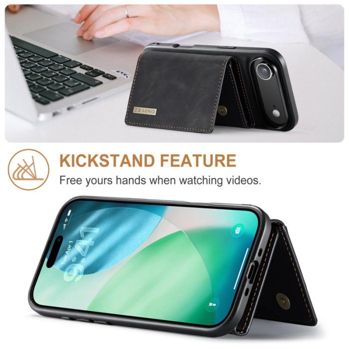 DG.MING - DG.MING iPhone Air Konstläder Plånboksfodral Kickstand PU - Svart