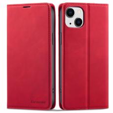 FORWENW - FORWENW iPhone 15 Plus Pl&aring;nboksfodral i Konstl&auml;der - R&ouml;d