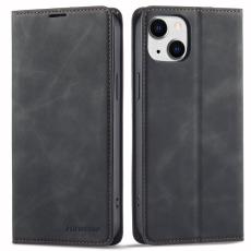 FORWENW - FORWENW iPhone 15 Plus Pl&aring;nboksfodral i Konstl&auml;der - Svart