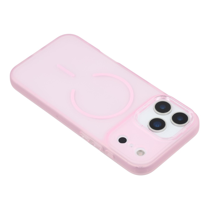 A-One Brand - iPhone 17 Pro Mobilskal MagSafe med Glitter Lins Frame - Rosa