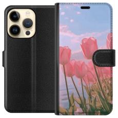 iSecrets - Plånboksfodral till Apple iPhone 15 Pro med Rosa Tulpaner