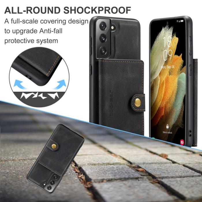 JEEHOOD - JEEHOOD Magnetic Wallet Mobilskal för Samsung Galaxy S21 FE 5G - Svart