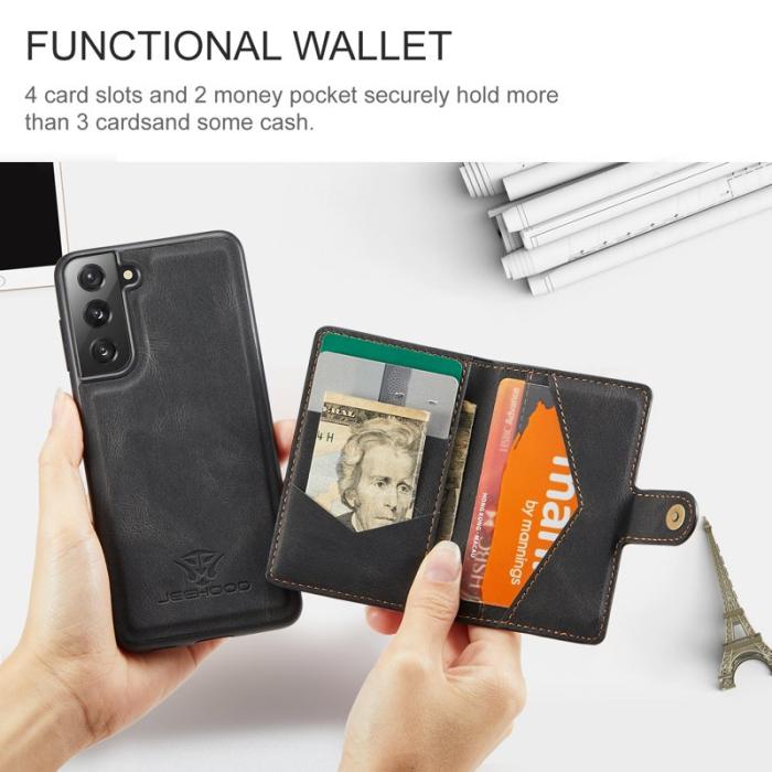 JEEHOOD - JEEHOOD Magnetic Wallet Mobilskal för Samsung Galaxy S21 FE 5G - Svart
