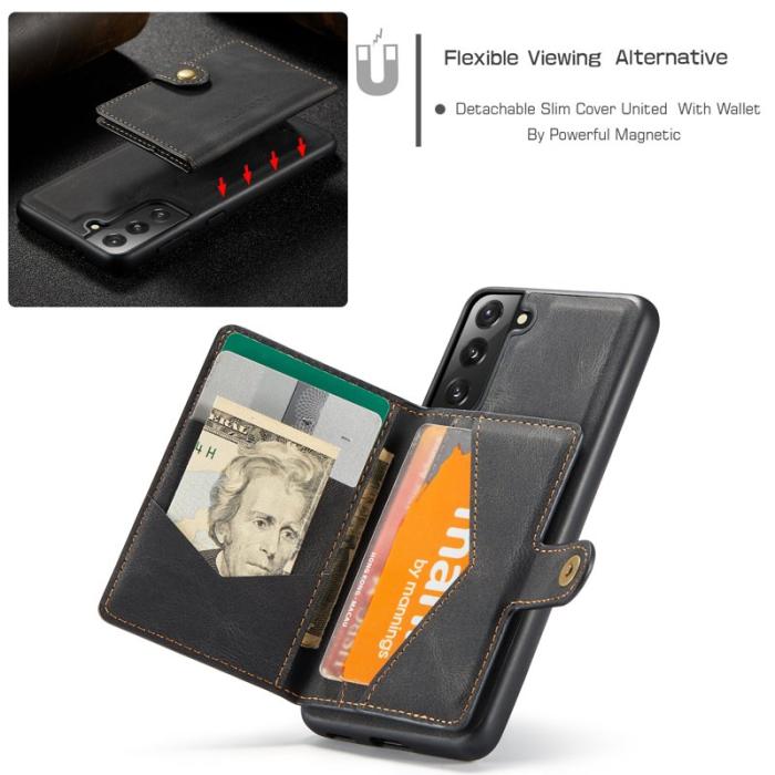 JEEHOOD - JEEHOOD Magnetic Wallet Mobilskal för Samsung Galaxy S21 FE 5G - Svart