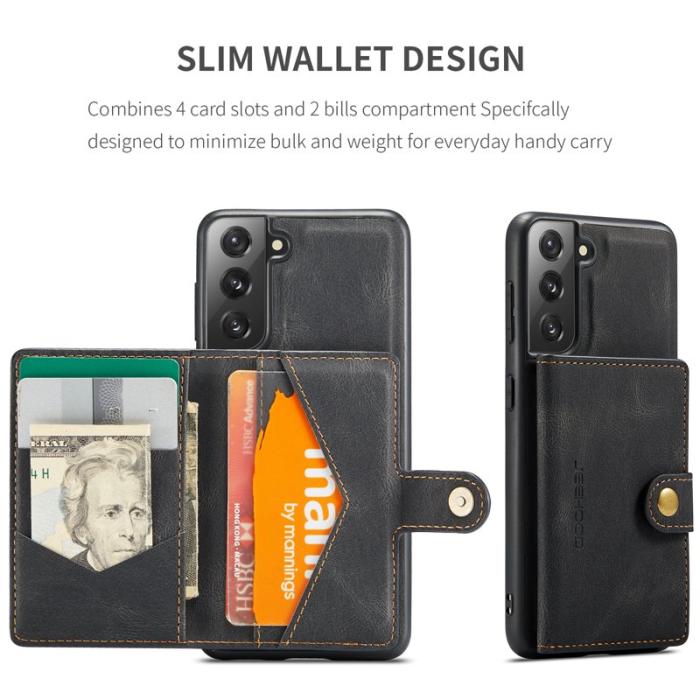 JEEHOOD - JEEHOOD Magnetic Wallet Mobilskal för Samsung Galaxy S21 FE 5G - Svart