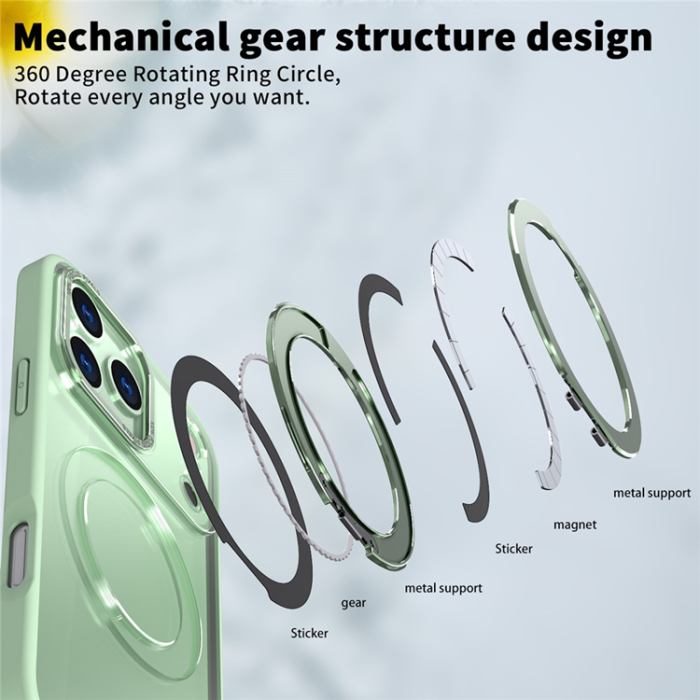 A-One Brand - iPhone 17 Pro Mobilskal Ring Kickstand TPU PC - Grön
