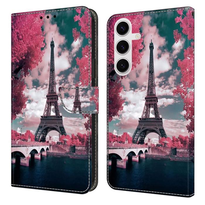 OEM - Samsung Galaxy S26 Fodral Mönstertryck Ställ Läder Flip - Eiffeltornet