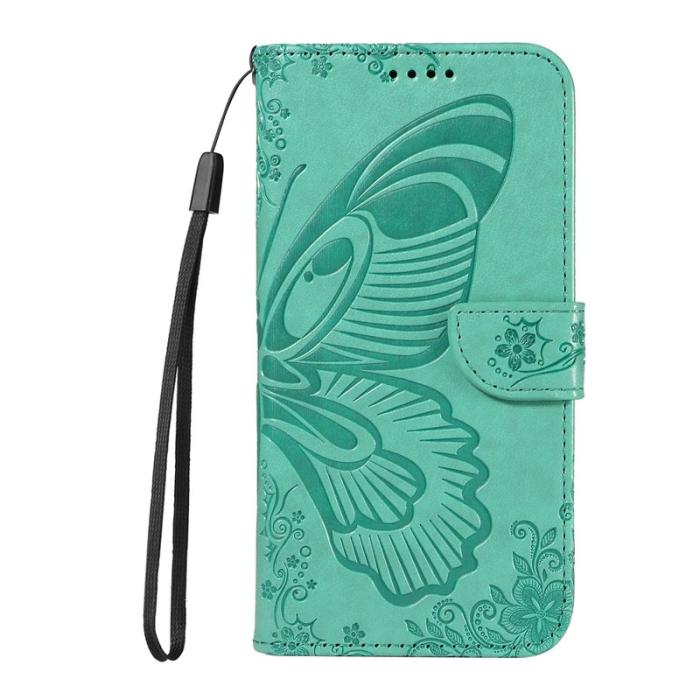 OEM - Samsung Galaxy S26 Plus Skal Fjärilsmönster PU Läder Flip - Grön