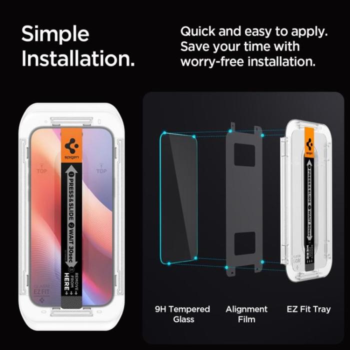 Spigen - [2-Pack] Spigen iPhone 16 Pro Max Skärmskydd Härdat glas TR. EZ Fit Privacy