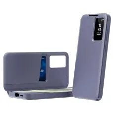 OEM - Samsung Galaxy S26 Ultra Skal PU L&auml;der Smart View - Gr&aring; Lila
