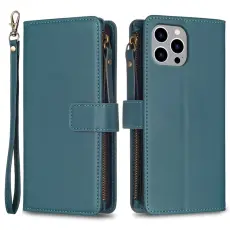OEM - iPhone 15 Pro Max Plånboksfodral Zipper Flip - Grön