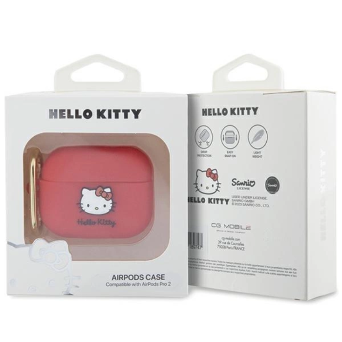 Hello Kitty - Hello Kitty AirPods Pro 2 (2022/2023) Skal Silikon 3D Kitty Head - Röd