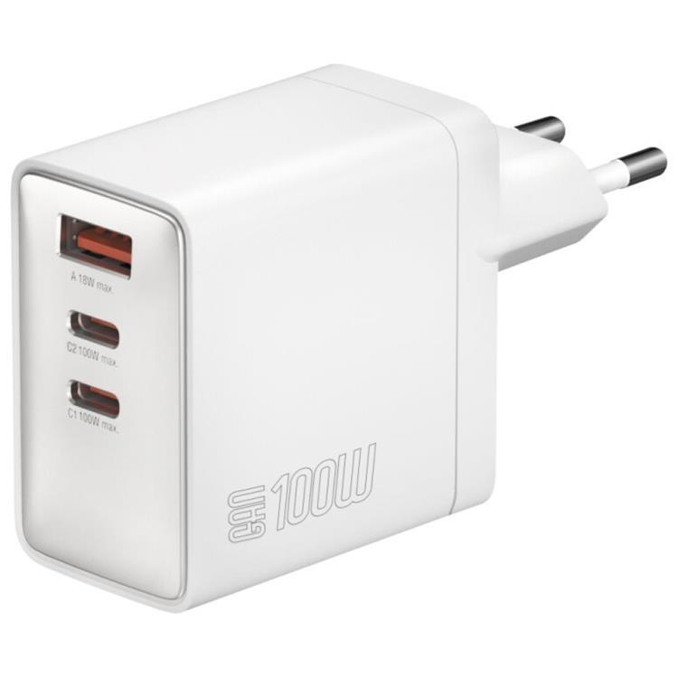 4smarts Snabbladdare 100W 2xUSB-C 1xUSB-A Pocket GaN - Vit | 505295 | AlltMobil