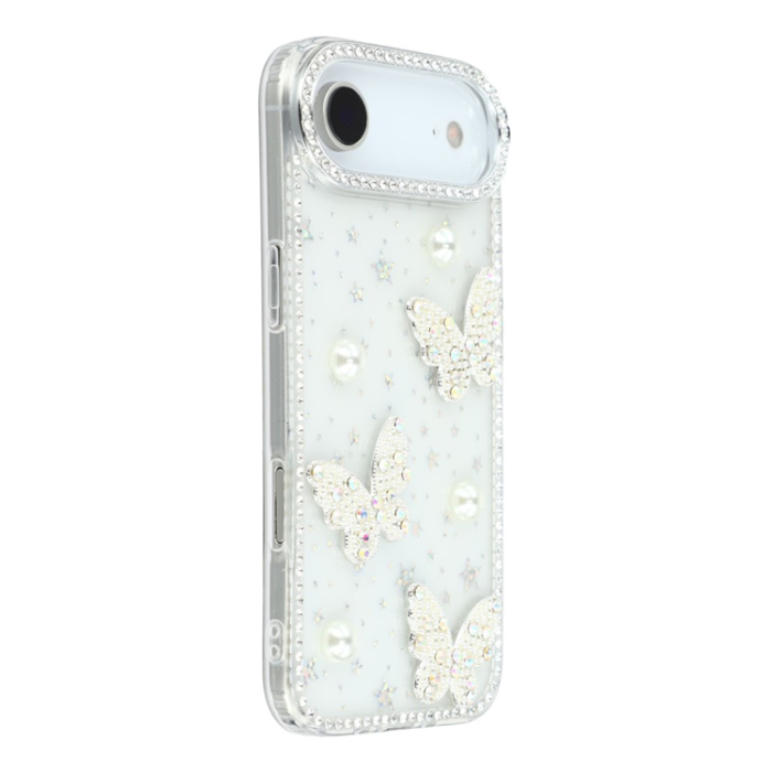 A-One Brand - iPhone Air Mobilskal Rhinestone Edge Pearl Butterfly