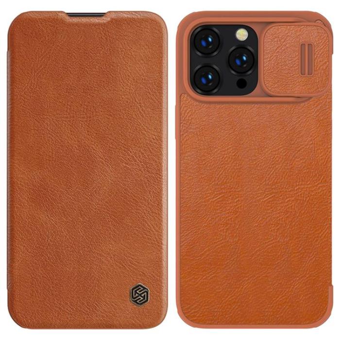 Nillkin - Nillkin iPhone 14 Pro Plånboksfodral QinPro Läder - Brun