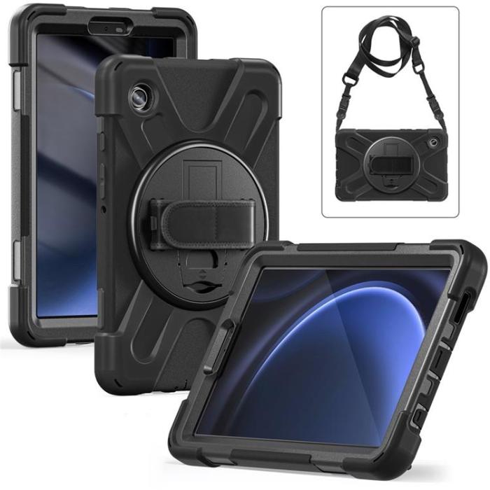 A-One Brand - Galaxy Tab A9 Skal Kickstand Handrem Med Axelrem - Svart