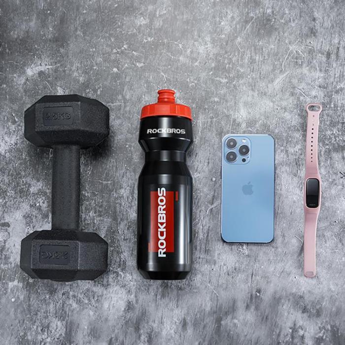 Rockbros - Rockbros Cykelflaska 750 ml - Genomskinlig Svart med Rött Munstycke