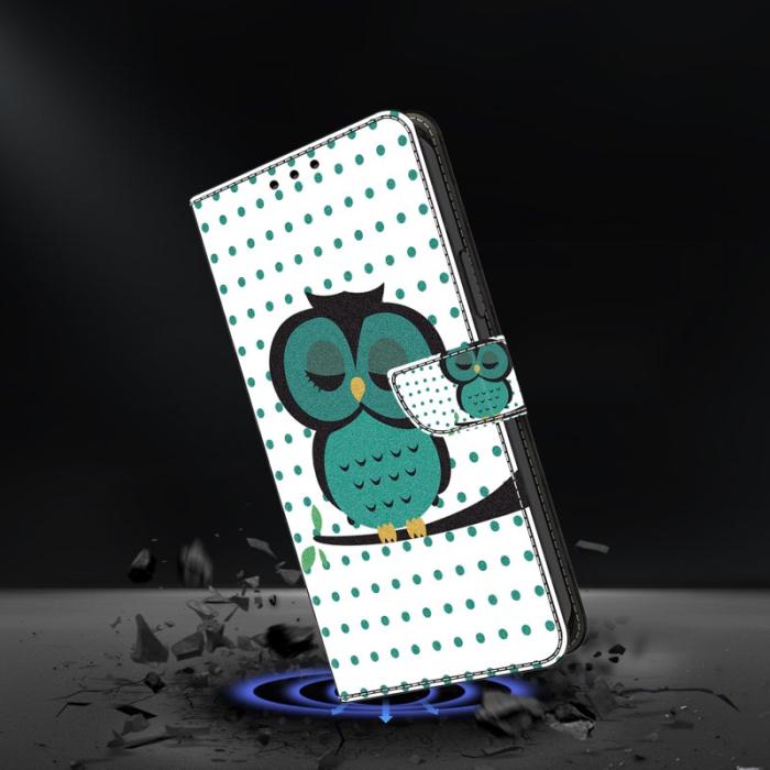 OEM - Samsung Galaxy S26 Plånboksfodral Magnetlås 3D Mönster Konstläder Sovande Uggla