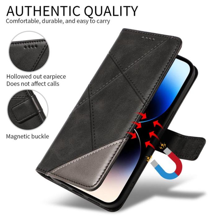 OEM - Samsung Galaxy S26 Ultra Fodral Äkta Läder Geometrisk Design - Svart