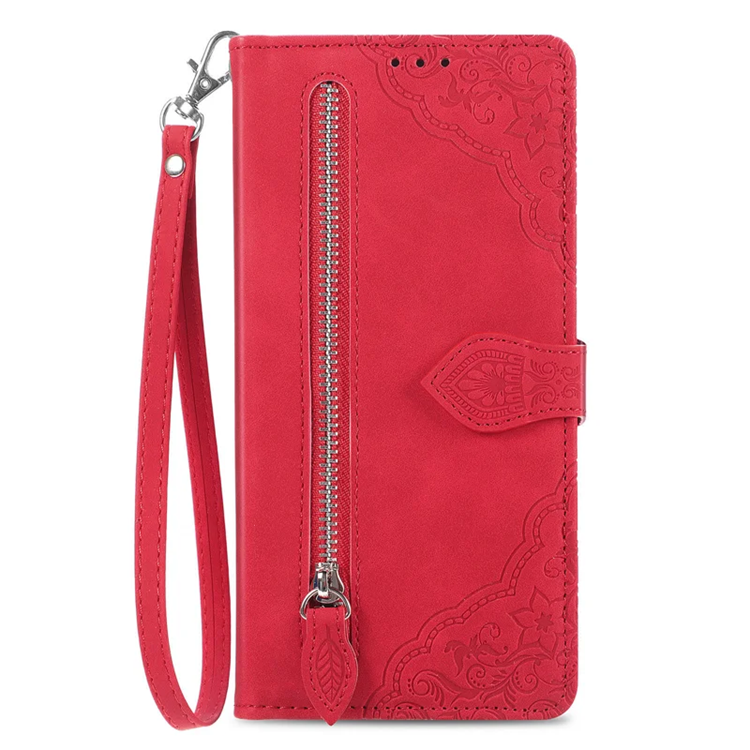 Xiaomi 15 Ultra Plånboksfodral Flower Imprint Zipper - Röd | 2353 | AlltMobil