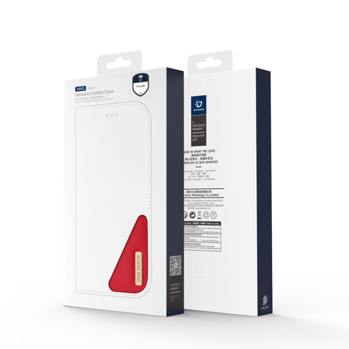 Dux Ducis - Dux Ducis iPhone 17 Pro Max Plånboksfodral Äkta Läder Hivo - Röd