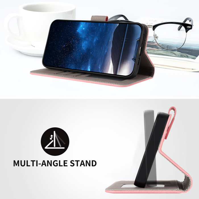 A-One Brand - Galaxy S26 Edge Plånboksfodral Solid Color Läder - Rosa