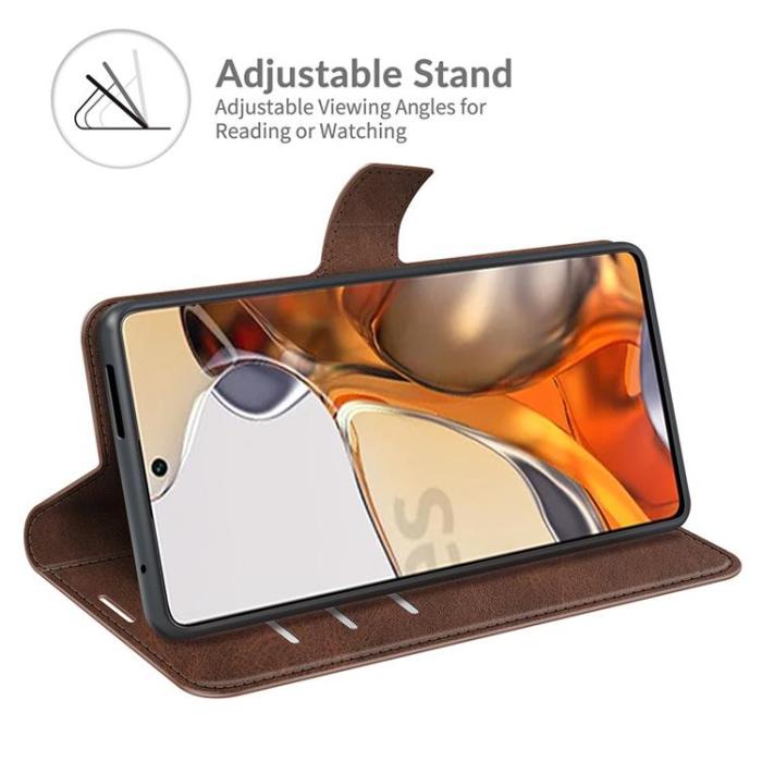A-One Brand - Folio Flip Läder Fodral Xiaomi 11T / 11T Pro - Kaffe