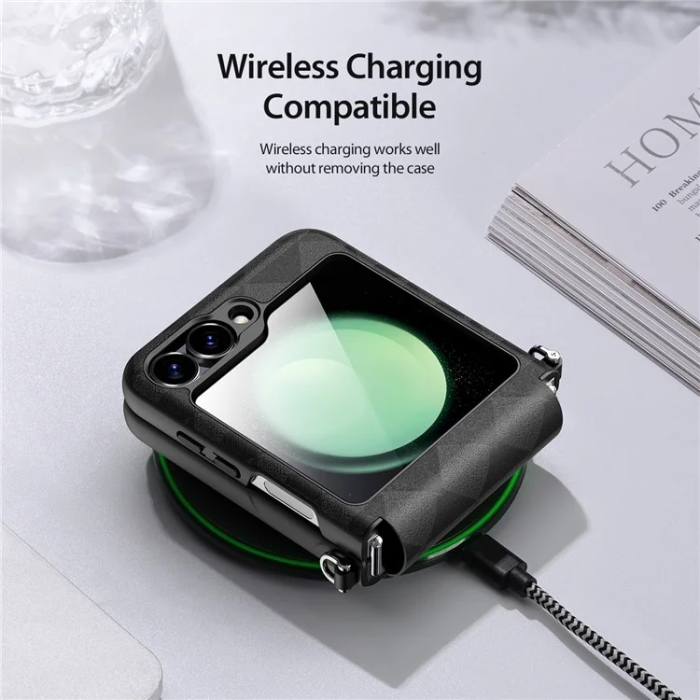 Dux Ducis - Dux Ducis Galaxy Z Flip 6 Mobilskal Fitt Rhombus Läder - Svart