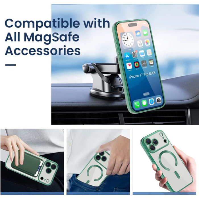 A-One Brand - iPhone 17 Pro Max Mobilskal MagSafe Korthållare TPU + PC