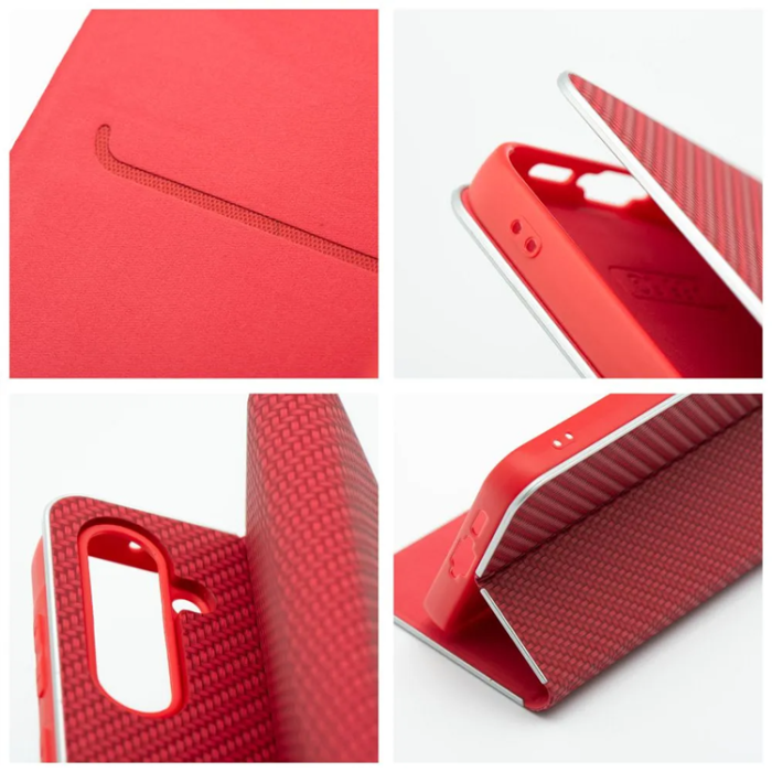 OEM - Xiaomi Redmi Note 14 4G Plånboksfodral Luna Carbon - Röd