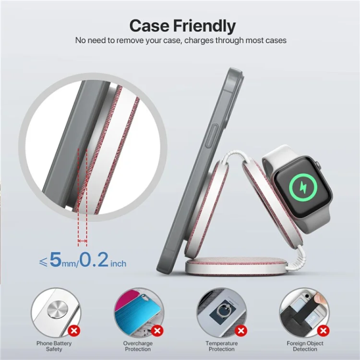OEM - 3in1 MagSafe Trådlös Laddare iPhone, Apple Watch, Airpods