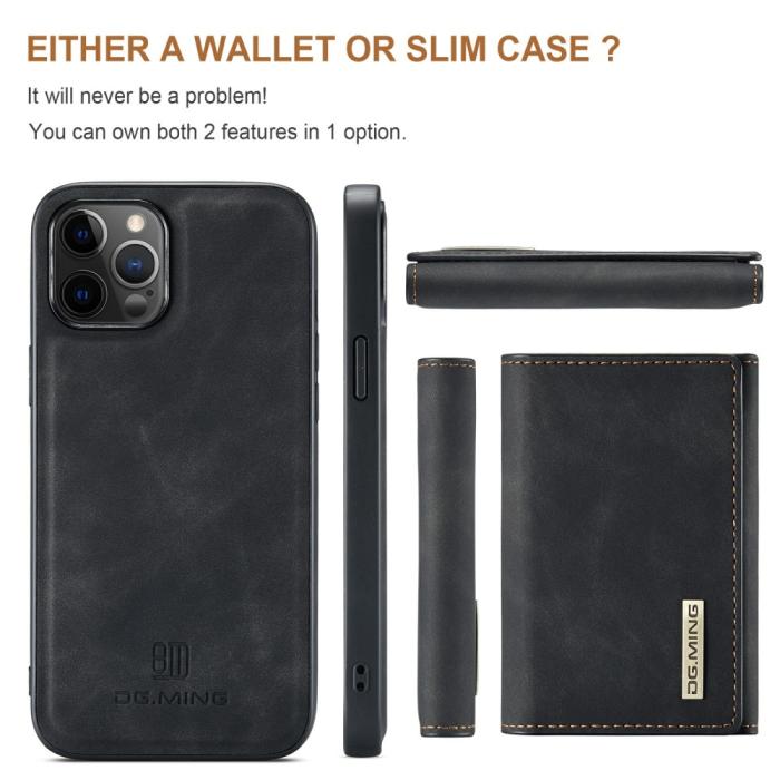 DG.MING - DG.MING iPhone 13 Pro Max Skal samt Wallet med Kickstand - Svart