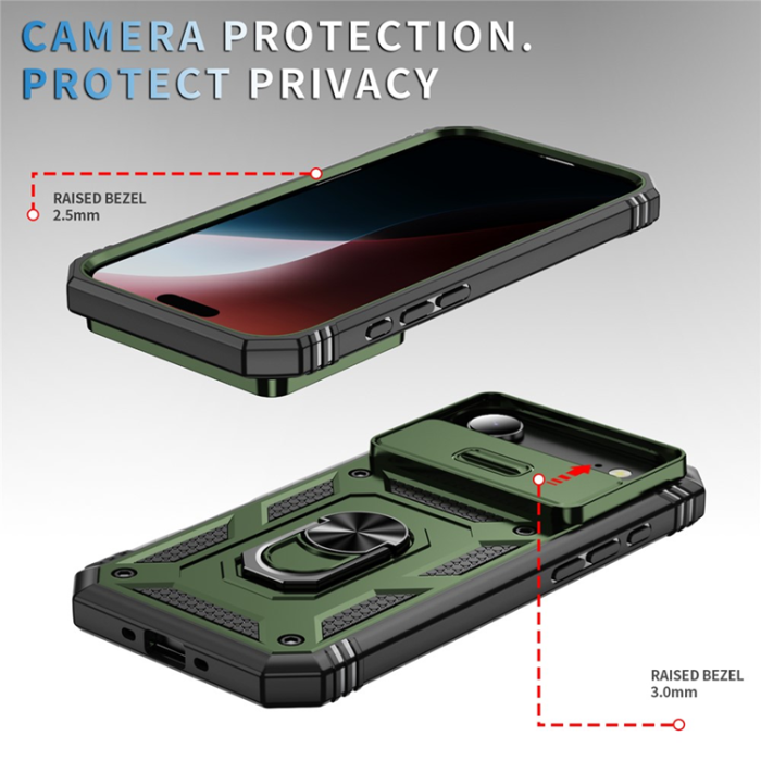 A-One Brand - iPhone Air Mobilskal Slide Camshield Kickstand - Armégrön