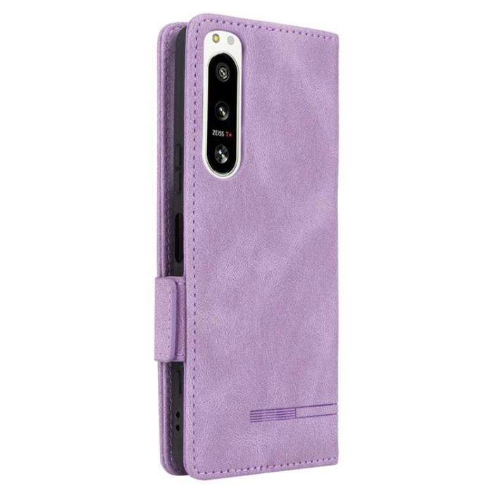 UTGATT1 - Sony Xperia 5 IV Plånboksfodral Decor Magnetic Clasp - Lila