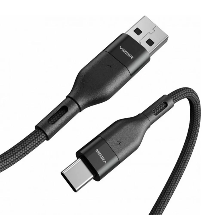 Veger USB-C till USB-A kabel 1.5m 2.4A - Svart | 3541 | AlltMobil