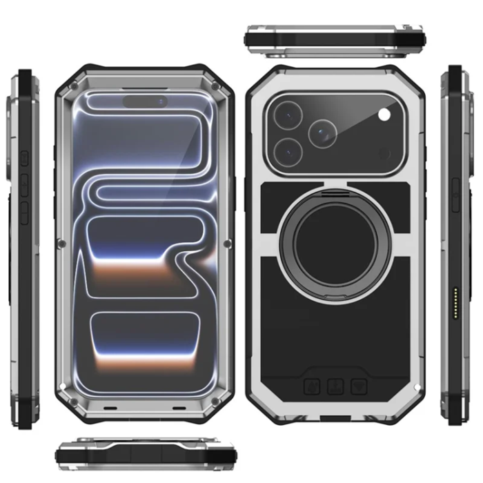 R-JUST - R-JUST Mobilskal till iPhone 17 Pro Max Magsafe Kickstand - Silver